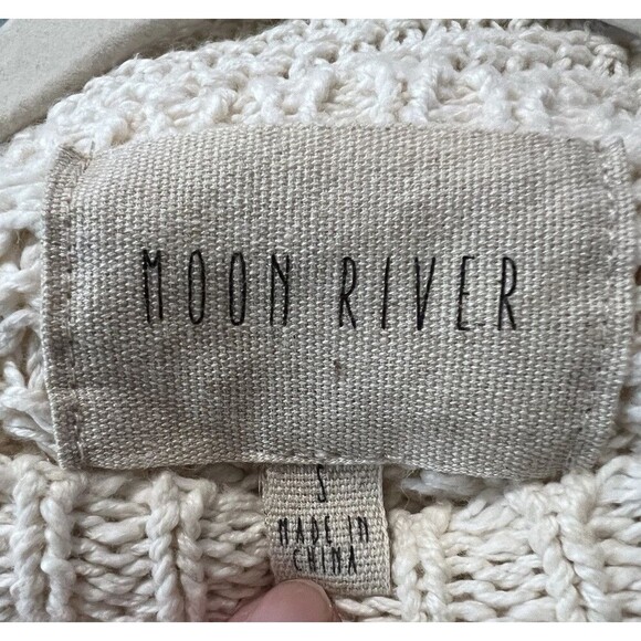 Moon River Cream Chunky Knit Dolman Flare Sleeve Relaxed Sweater Boho Women S‎ - Picture 9 of 11